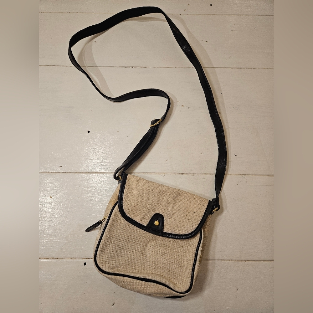 J. Crew Tan and Black Crossbody Bag